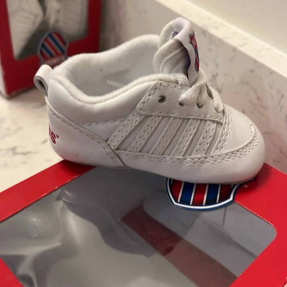 K Swiss Crib 5 Stripe shoes sneakers 3-6 mo infant baby Boys Girl booties Size 2